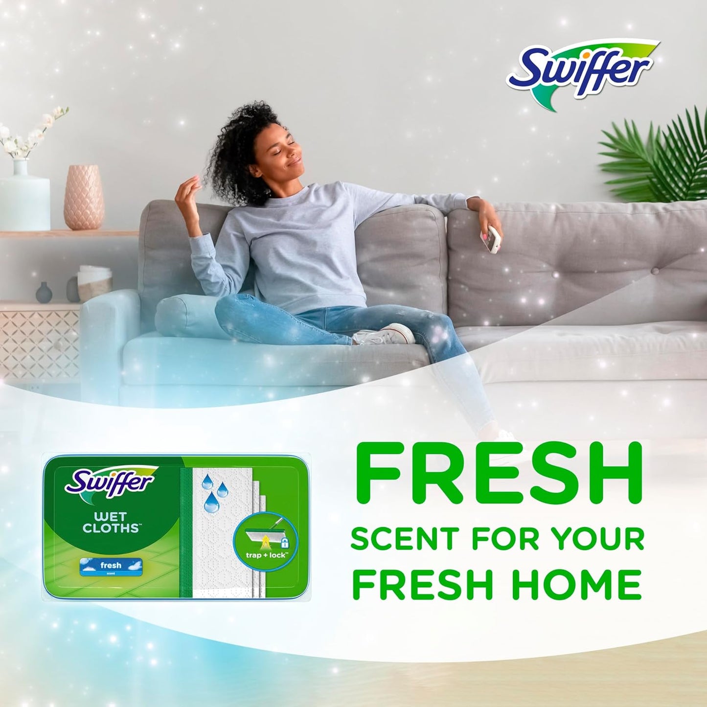Swiffer Sweep + Mop, Wet Pads Refill, Floor Cleaner for Dirt, Dust, Hair, Cleaning Cloths for Mopping Home, Bathroom