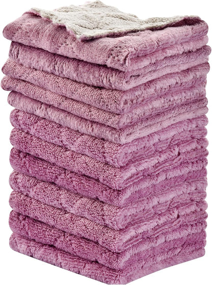 OstWony 12PCS Kitchen Towels Dish Towels, Multipurpose Reusable Dish Cloths, Double-Sided Microfiber Cleaning Rags for Furniture, Tea