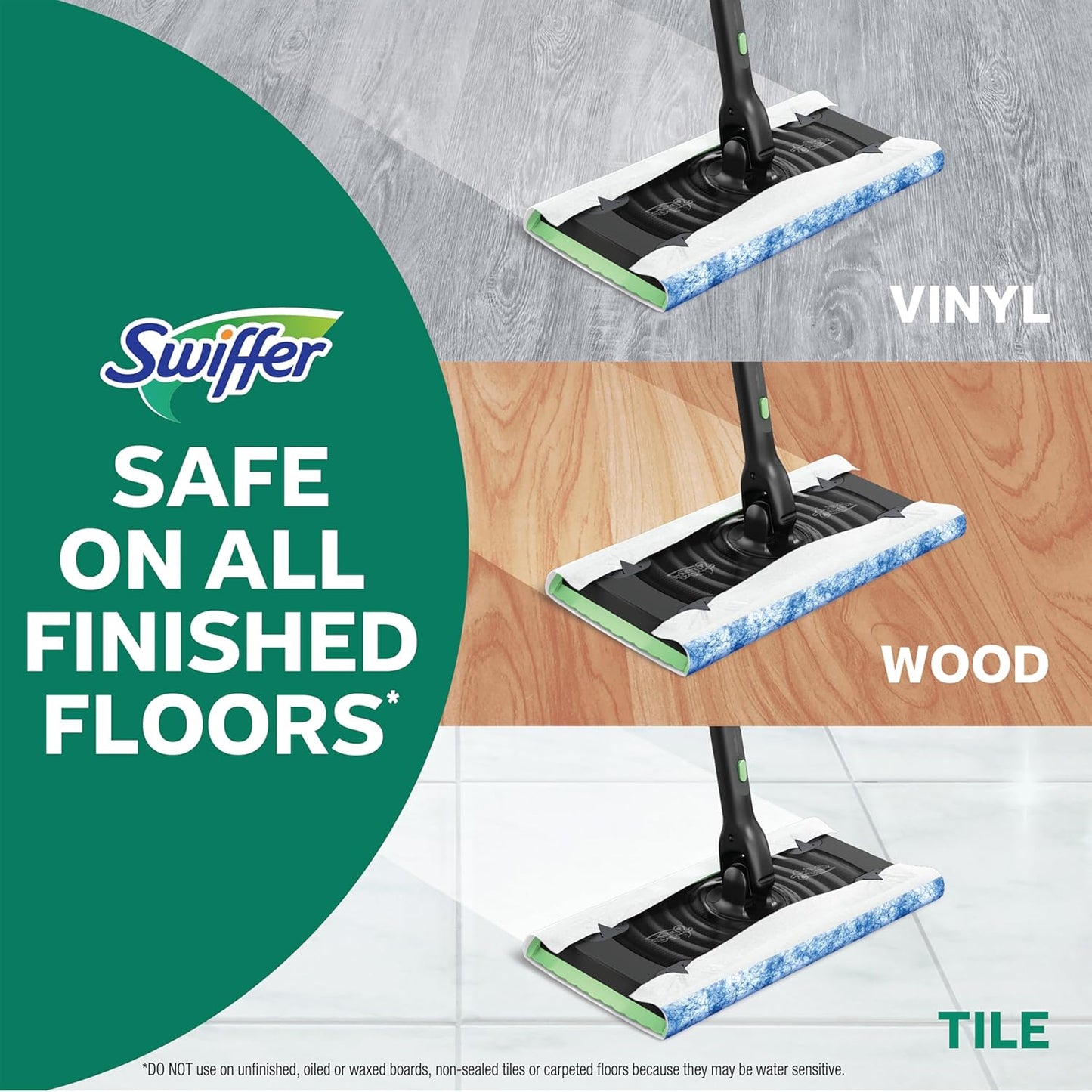 Swiffer Sweep & Mop Deluxe 2-in-1 Multi-Surface Kit for Floor Cleaning, Includes 1 Sweeper Device, 5 Dry Sweeping + 6 Wet Mopping Heavy Duty
