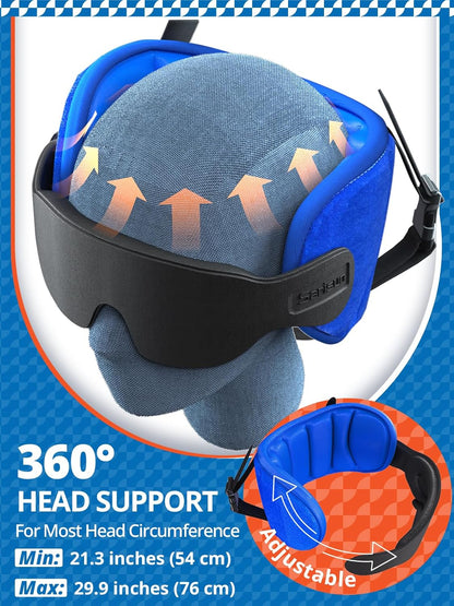 SARISUN Travel Pillows for Airplanes, Airplane Pillow for Long Flight, Airplane Head Strap with Eye Mask for