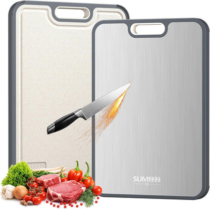 Sumzzz Titanium Cutting Board for Kitchen, Non Toxic 2-in-1 Cutting Board Double Sided Food Grade Pure