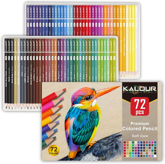 KALOUR 72 Count Colored Pencils for Adult Coloring Books, Soft Core,Ideal for Drawing Blending