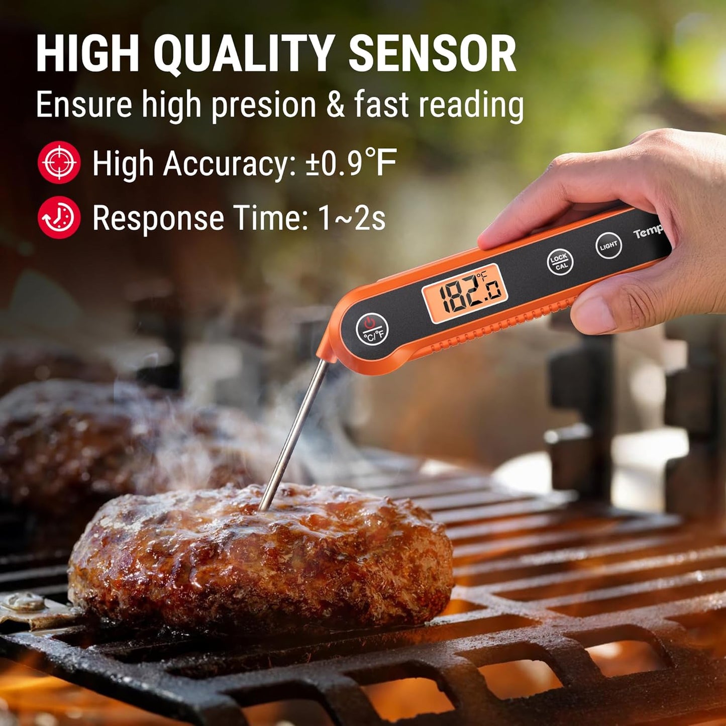TempPro Digital Instant Read Meat Thermometer for Grilling Waterproof Kitchen Food Thermometer with Calibration Backlight Baking Bread Candy