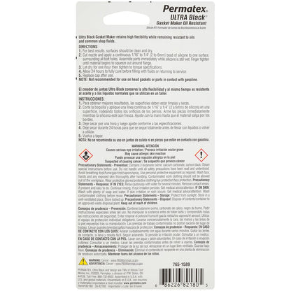 Permatex 82180 Ultra Black Maximum Oil Resistance RTV Silicone Gasket Maker, Sensor Safe and