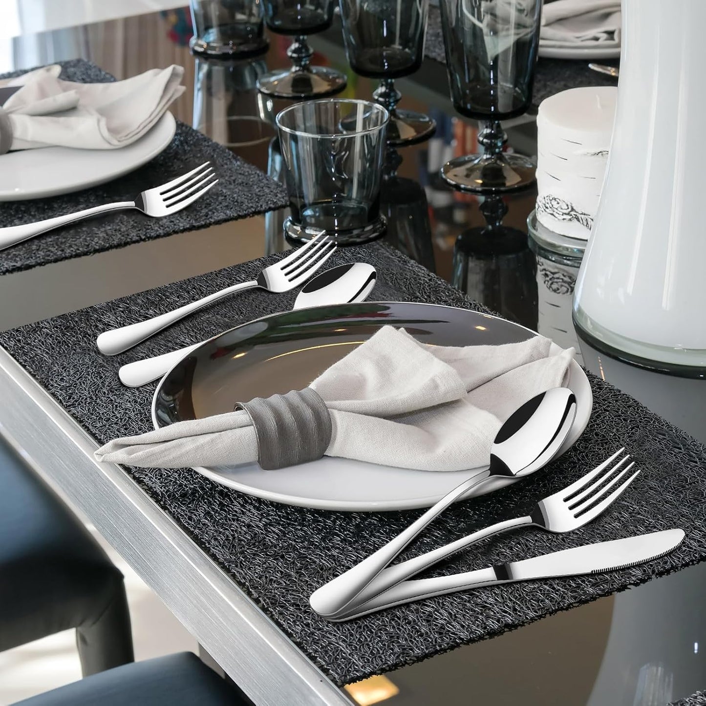 Silverware Set for 8, 40 Piece Heavy Duty Stainless Steel Flatware Utensils Cutlery Set Including Steak Knife Fork and Spoon, Dishwasher