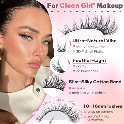 Goddvenus Lash Clusters Kit Wispy Eyelash Clusters Lashes Natural DIY Lash Extension Kit 10-16mm Cluster Eyelash Extensions Kit 300pcs C Curl
