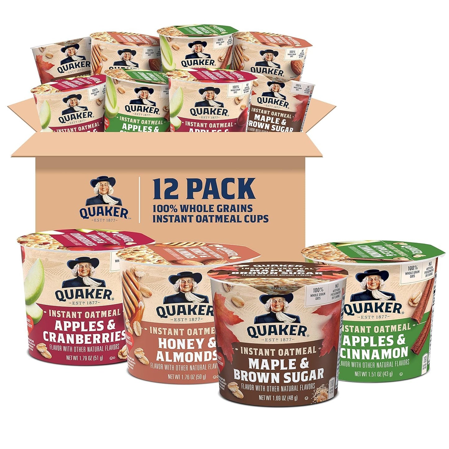 Quaker Instant Oatmeal Express Cups, 4 Flavor Variety Pack, 1.76 Ounce (2)
