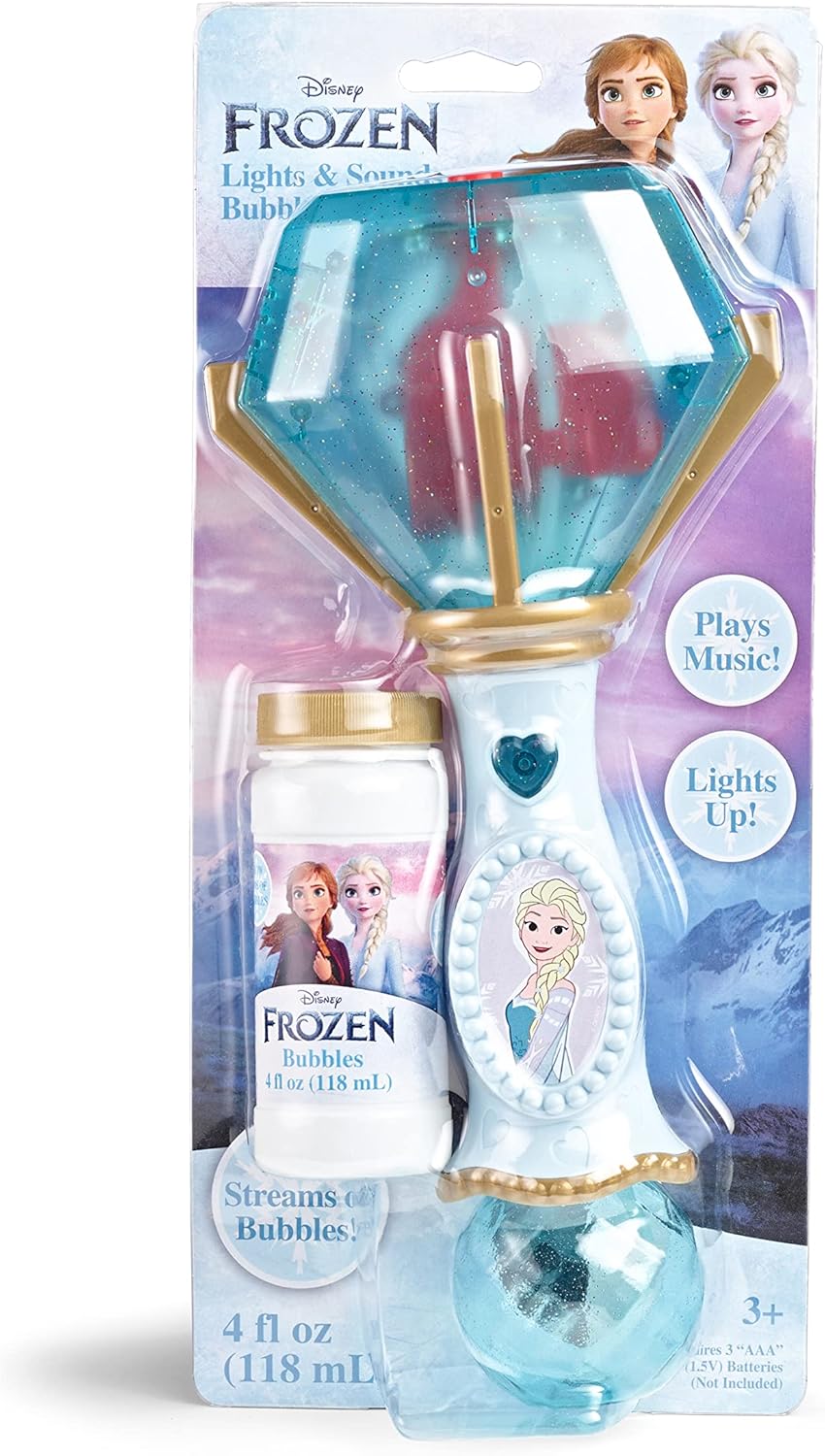 Little Kids Disney Frozen Elsa Light and Sound Musical Bubble Wand, Includes Bubble Solution