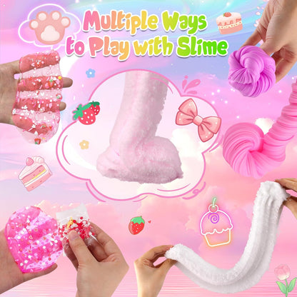 6 Pack Slimes, Pink Slime Kids, Cloud Slime kit for Girls Ages 8-12, Toys for Girls and Boys, for Kids Slime Set Party kit Goodie Bag