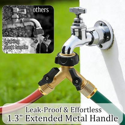 Hourleey Brass Garden Hose Splitter 2 Way, 3/4 Inch Hose Connector Tap Splitter, Hose Y