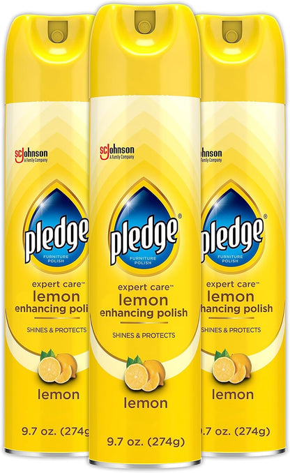 Pledge Enhancing Polish Spray, Wood Furniture & Stainless Steel Polish, Remove Dust and Fingerprints, Fast Shine and