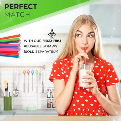 Buenalife Heavy Duty Cleaning Brushes Set of 4 - Extra Long Straw Cleaners for Metal and Plastic Reusable Drinking Straws, to Clean Small