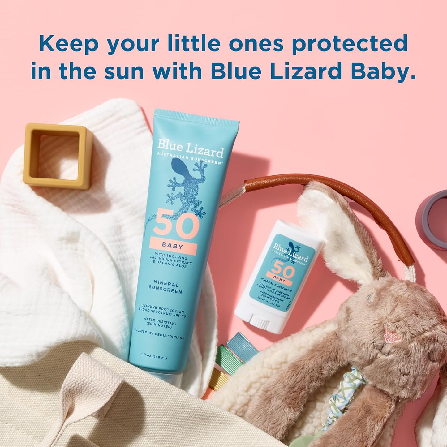 Blue Lizard BABY Mineral Sunscreen with Zinc Oxide, SPF 50+, Water Resistant, UVA/UVB Protection with Smart Cap Technology - Fragrance