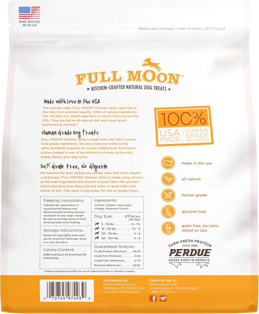 Full Moon Chicken Jerky Healthy All Natural Dog Treats Human Grade Made in USA Grain Free, 1.5 Pound