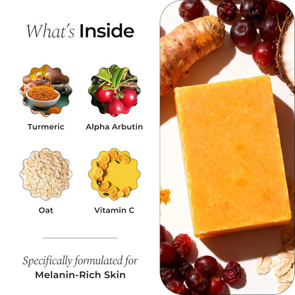 Glo Melanin Organic Turmeric Soap for Dark Spots, Soap for Face, All Natural Face Wash