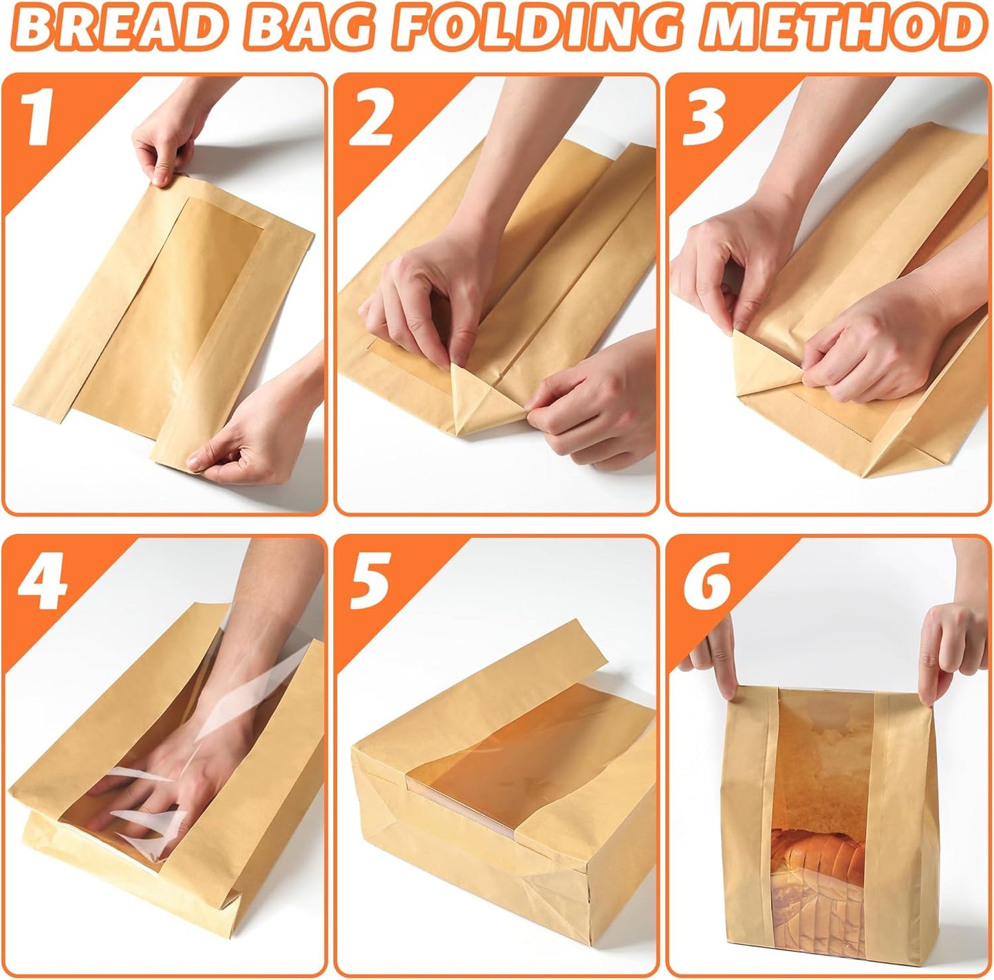 50 Pcs Bread Bags for Homemade Bread, Sourdough Paper With Window, 50% Thicker 13.7x8.2x3.7in A Large Bakery Bags Used for Storage Cookies &