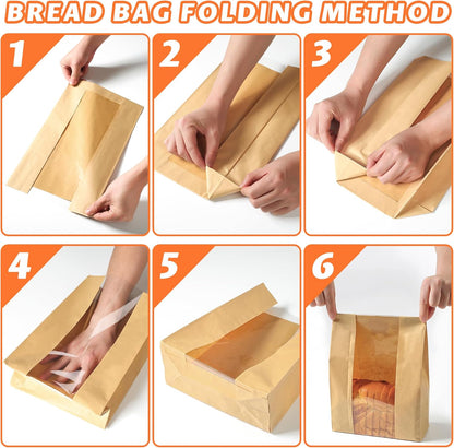 50 Pcs Bread Bags for Homemade Bread, Sourdough Paper With Window, 50% Thicker 13.7x8.2x3.7in A Large Bakery Bags Used for Storage Cookies &