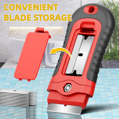 DIYSELF 1 Pack Razor Blade Scraper with 15 Extra Blades, Scraper Tool for Cleaning Window, Paint, Cooktop, Oven, Glass Stove Top