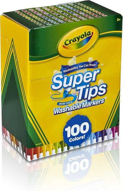 Crayola Super Tips Marker Set (100ct), Fine Point Washable Markers, Drawing Markers for Kids & Adults, Create Thick & Thin Lines, Art