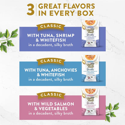 Purina Fancy Feast Lickable Wet Cat Food Broth Complement Classics Collection Variety Pack - (2) 1.4 oz. Pouches