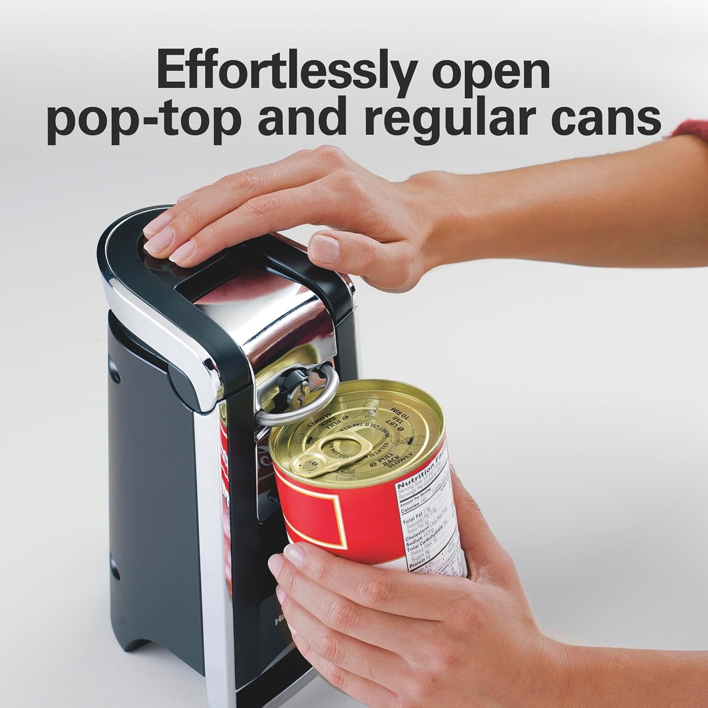 Hamilton Beach Smooth Touch Electric Automatic Can Opener with Easy Push Down Lever, Eliminates Sharp Edges, Opens All Standard-Size and Pop-Top