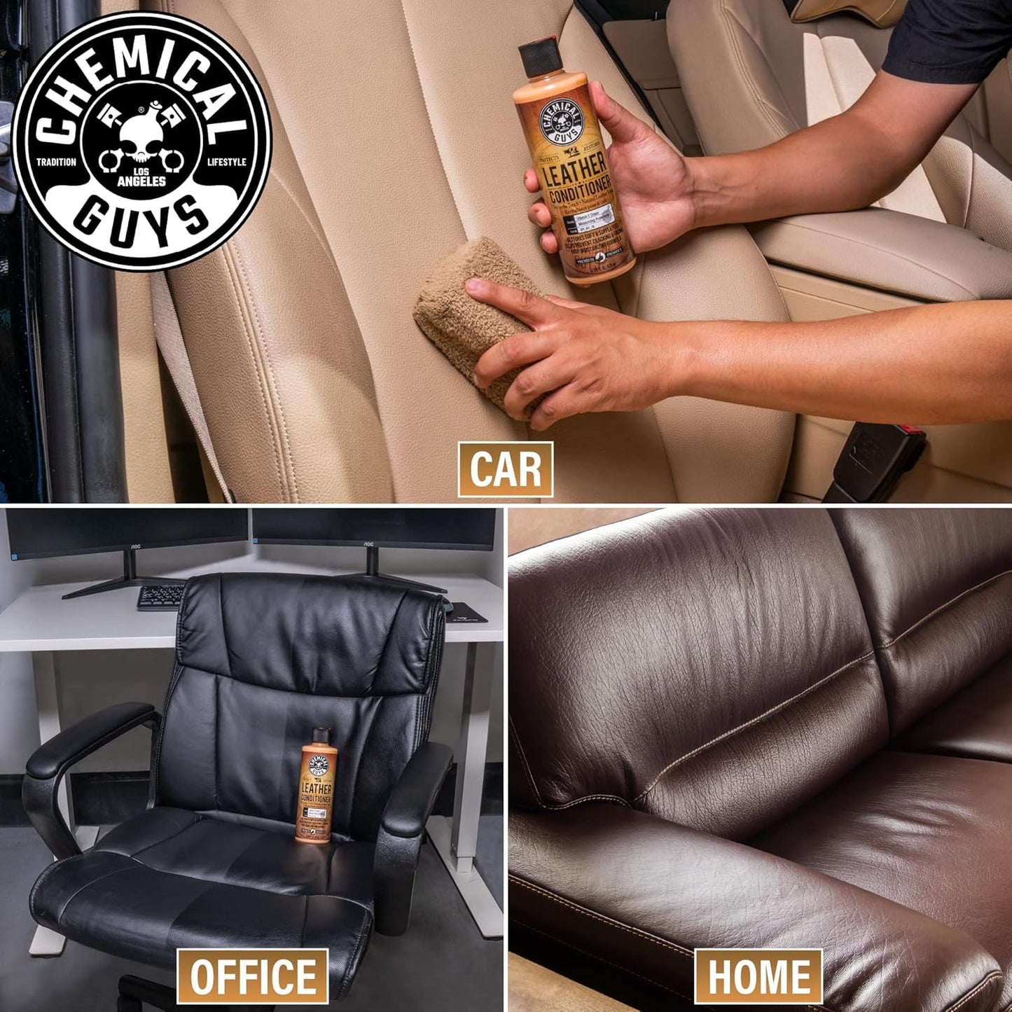 Chemical Guys Leather Cleaner and Conditioner Kit - Car Cleaner and Conditioner, Safely Cleans & Conditions Leather Car Interiors, Furniture