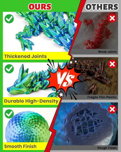 TBOLINE 12" 3D Printed Dragon Egg, Cool 3D Printer Articulated Crystal Dragon Toys for