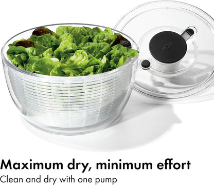 OXO Good Grips Salad Spinner, Lettuce Spinner, Fruit Washer, Fruit Washing Bowl with Strainer, Vegetable Cleaner, Salad Cleaner, Lettuce