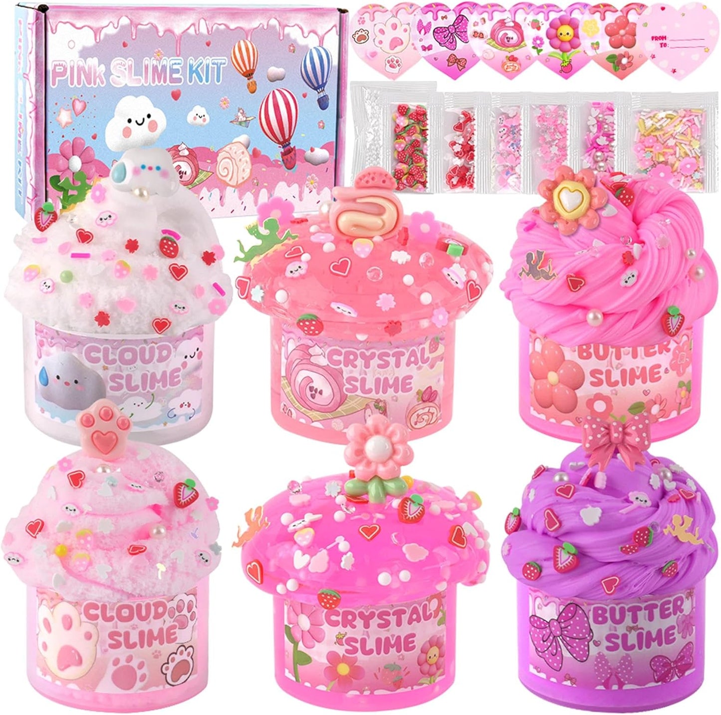 6 Pack Slimes, Pink Slime Kids, Cloud Slime kit for Girls Ages 8-12, Toys for Girls and Boys, for Kids Slime Set Party kit Goodie Bag