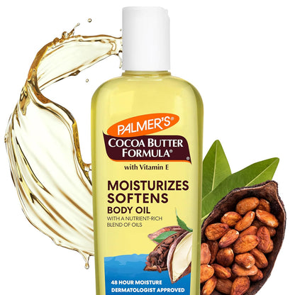 Palmer's Cocoa Butter Moisturizing Body Oil with Vitamin E, Radiant Looking Glow and Skin Hydration, Instant Absorption, Bath, Body and