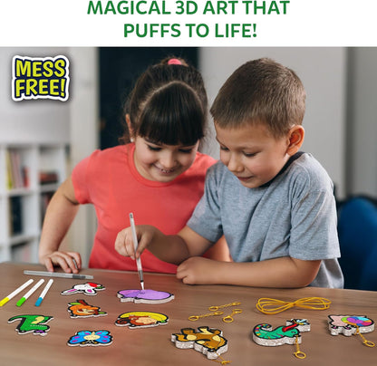 Skillmatics Aqua Puffs - 3D Art Kit, Animals, Mess-Free Paint by Number Craft for Kids, DIY Color & Inflate