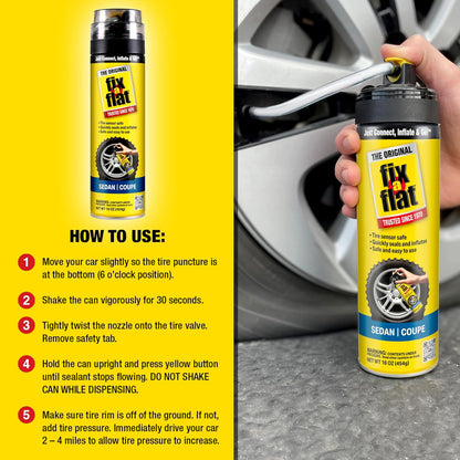 Fix-A-Flat S60420 Aerosol Emergency Flat Tire Repair and Inflator, for Standard Tires, Eco-Friendly Formula, Universal Fit for All Cars, 16 oz.