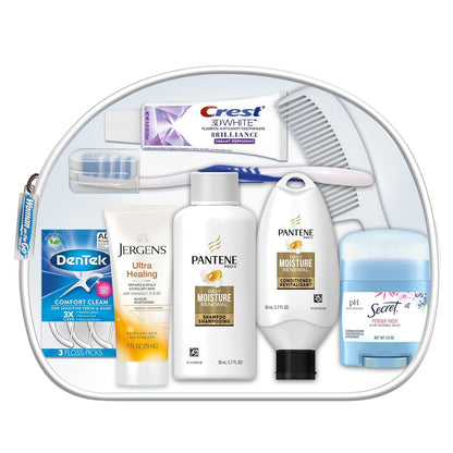 Convenience Kits International Women's Deluxe 10 Piece Kit with Travel Size TSA Compliant Essentials Featuring: Pantene Hair Products in Reusable