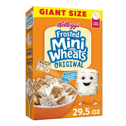 Kelloggs Frosted Mini-Wheats Breakfast Cereal, High Fiber, 48g Whole Grain, Giant Size, 29.5 oz