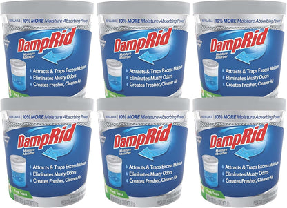 DampRid Refillable Moisture Absorber, 11 oz., 6-Pack - Fresh Scent Moisture Absorbers, 10% More Absorbing Power*, Eliminates Musty Odors for