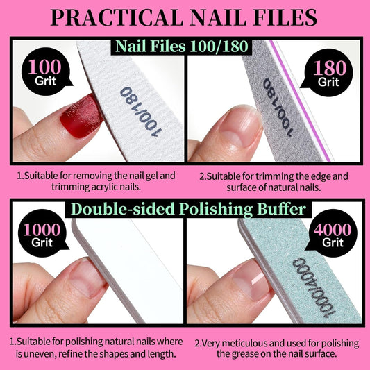 FANDAMEI Nail Care Kit, Nail Files 100/180, Nail Buffer Block, Cuticle Nippers, Cuticle Trimmer, Cuticle Pusher, Nail Tools, Nail