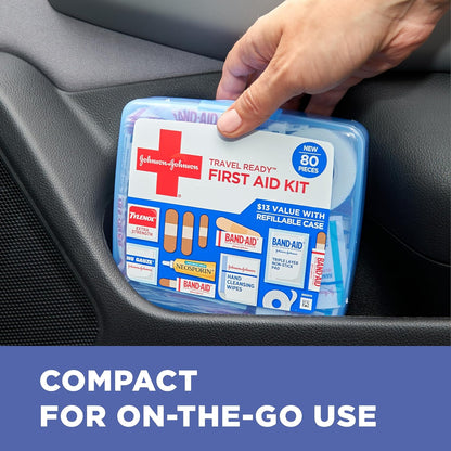 BAND-AID Brand Travel Ready Portable Emergency First Aid Kit for Minor Wound Care, Perfect for Home, Car