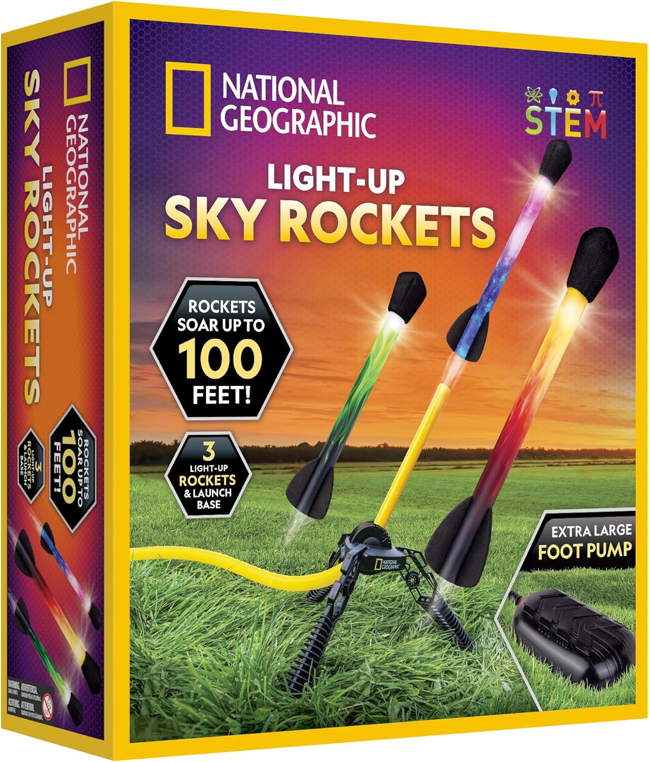 NATIONAL GEOGRAPHIC Air Rocket Toy Ultimate LED Rocket Launcher for Kids, Jump and Launch The Light Up, Air