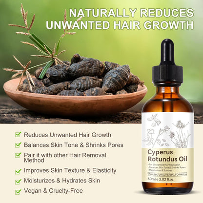 Cyperus Rotundus Oil, Natural for Reducing Body Hair Growth, Cyperus Rotundus Oil for Hair Removal, Reduces Unwanted Hair