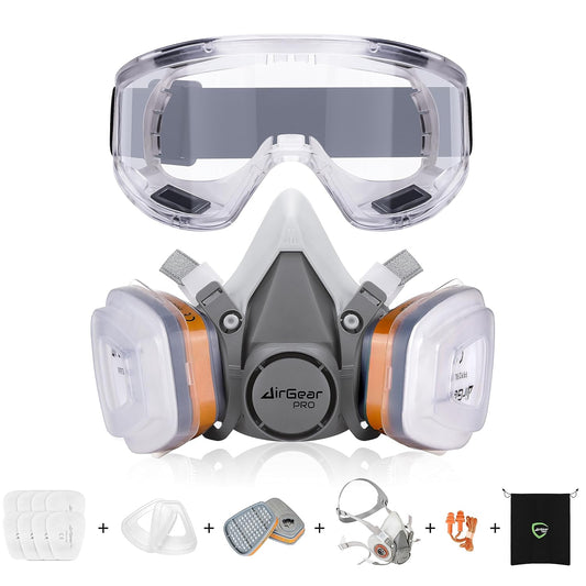 AirGearPro G-500 Reusable Respirator Mask with A1P2 Filters, Anti-Gas, Anti-Dust, Gas Mask Ideal for Painting, Woodworking, Construction