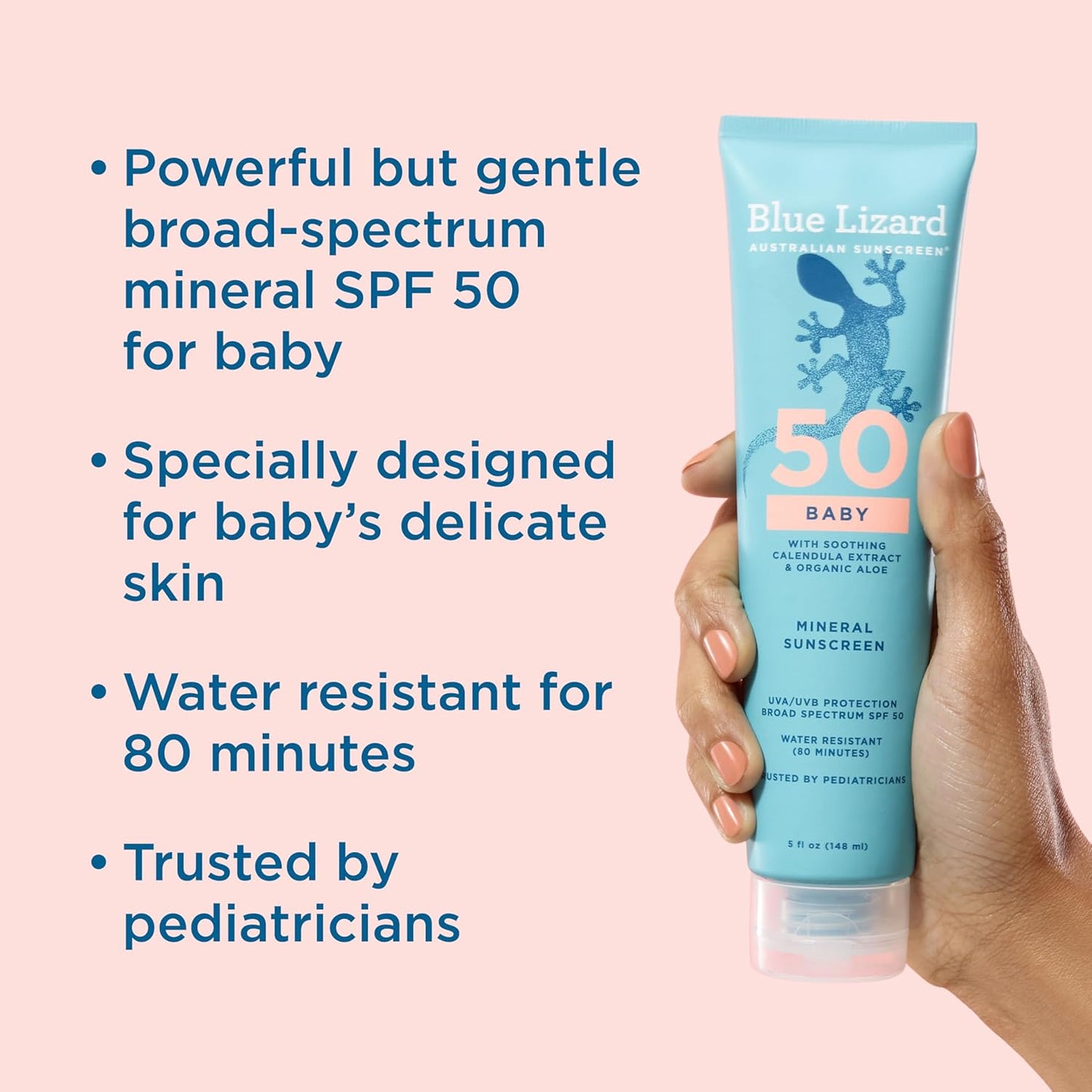 Blue Lizard BABY Mineral Sunscreen with Zinc Oxide, SPF 50+, Water Resistant, UVA/UVB Protection with Smart Cap Technology - Fragrance
