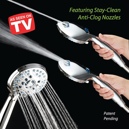 AquaCare High Pressure 8-mode Handheld Shower Head - Anti-clog Nozzles, Built-in Power Wash to Clean Tub, Tile &