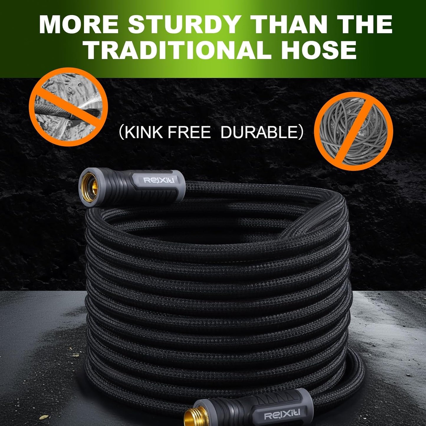 Relxitl Garden Hose, Flexible Water Hose, Ultra Lightweight Non-Expanding hose with 10 Function Sprayer, Leak proof, Pressure Resistant for