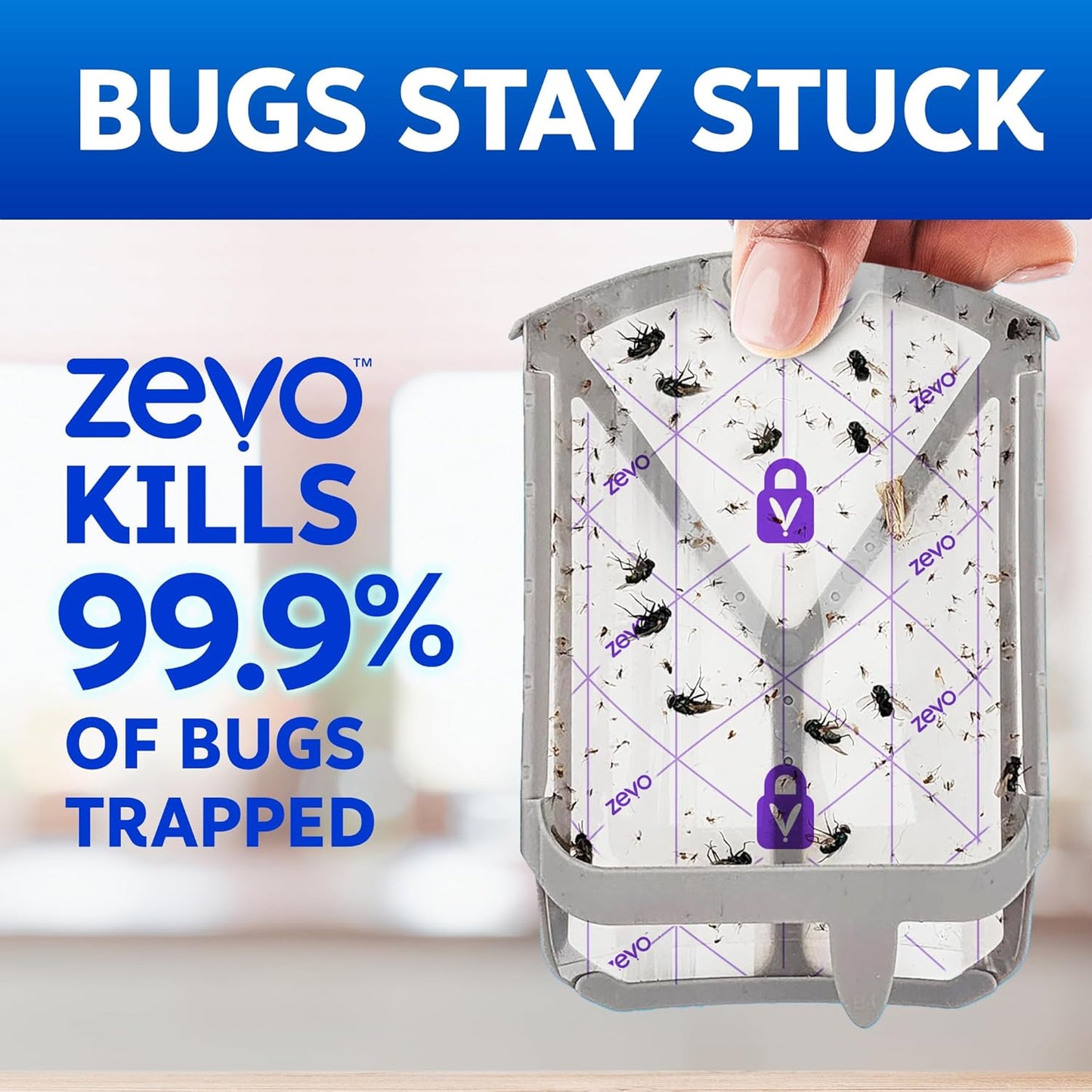 Zevo Flying Insect Trap Official Refill Cartridges - Fits Both Zevo Trap & MAX Indoor Fly Trap - Authentic Trap+Lock Technology to Catch