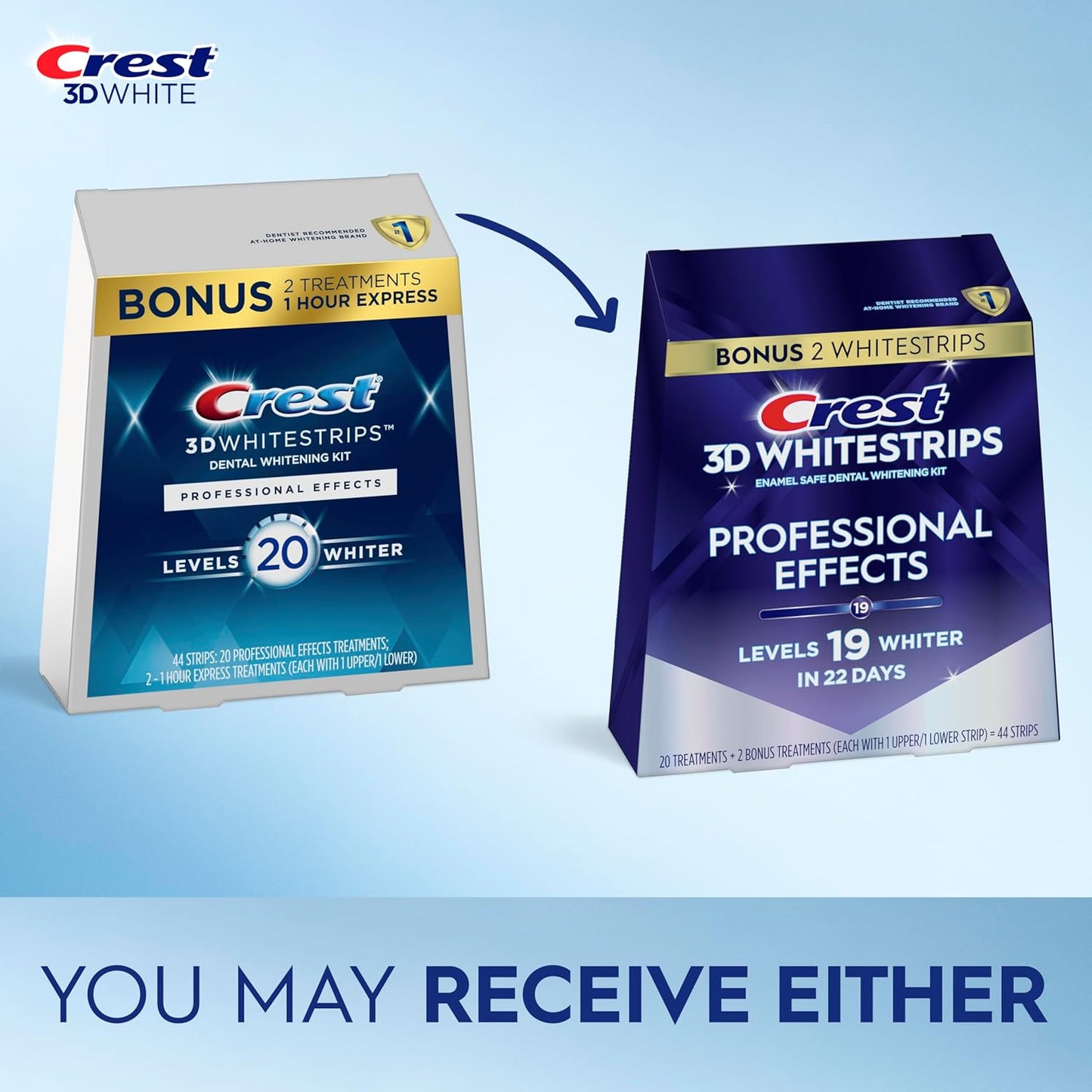 Crest 3D Whitestrips Professional Effects Teeth Whitening Kit, 22 Treatments (20 + 2 Bonus), Each with 1