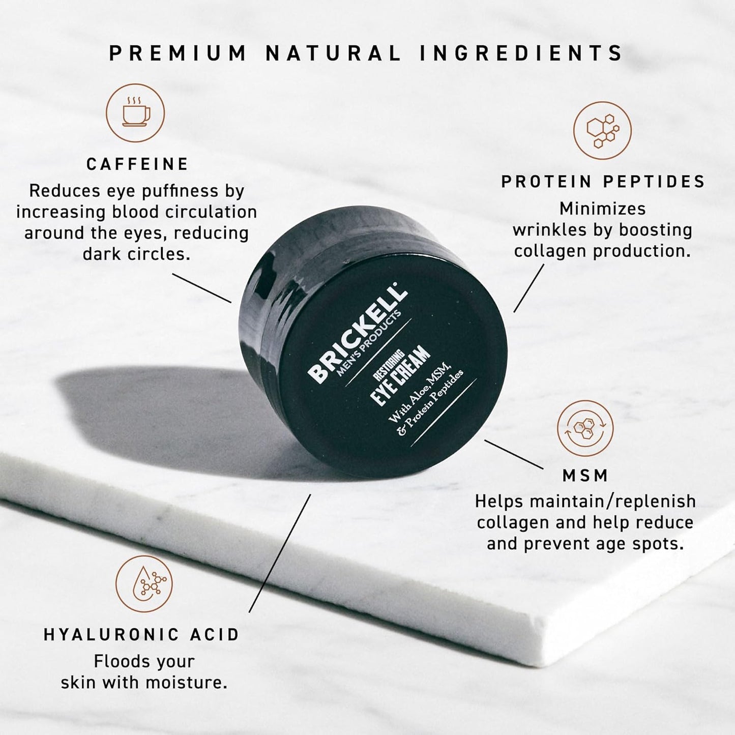 Brickell Men's Restoring Under Eye Cream for Men, Natural and Organic Anti Aging Eye Balm To Reduce Puffiness, Wrinkles, Dark