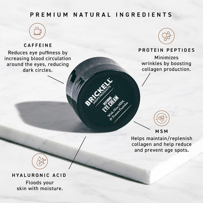 Brickell Men's Restoring Under Eye Cream for Men, Natural and Organic Anti Aging Eye Balm To Reduce Puffiness, Wrinkles, Dark