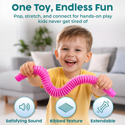 BUNMO Pop Tubes - Sensory Toys - Fidget Toys - Imaginative Play & Stimulating Creative Learning - Hours of Fun for Kids - Tons of Ways to Play -