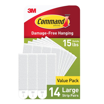 Command 15 lb Large Picture Hanging Strips 14 Pairs (28 Strips), Damage-Free Hanging Picture Hangers, No Tools Wall Hanger for Home
