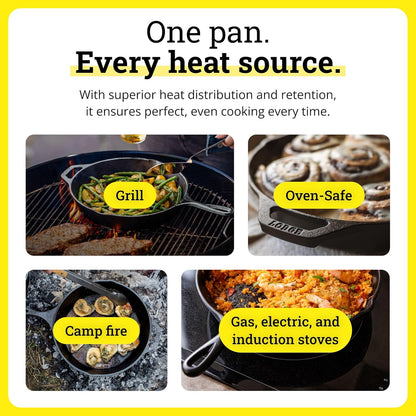 Lodge Seasoned Cast Iron Skillet - PFAS-Free, Non-Toxic Cookware - Use with an Oven, Stove